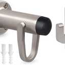 HOMOTEK Heavy Duty Latch Hook Stop Windproof,Door Holder Stopper with Sound Dampening Rubber Bumper Wall Mounted, Brushed Satin Nickel, 1 Pack