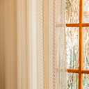 Sutuo Home Beige Boho Lace Curtains 96 inches Long for Living Room Dining Room,Sheer Window Curtains Farmhouse Privacy Crochet Vintage Tassels Rustic Victorian Style Rod Pocket Decor, 2 Panels 50" W