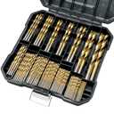 99 Pcs Drill Bit Set, 135 Tip Titanium Coated High Speed Steel, Twist Drill Bit Kit for Iron, Aluminum Alloy, Copper, Wood, Plastic, with Hard Storage 1/16"-3/8"