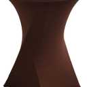 30 inches 32'' Highboy Cocktail Round Stretch Spandex Fitted Table Cover High Top Square Corners Tablecloth (30"-32" Dia x 43'', Dark Brown)