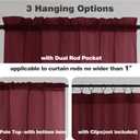 Chyhomenyc Burgundy Sheer Curtains 63 Inches Long 2 Panels Set, Light Filtering Voile Window Drapes for Bedroom Living Room, 42Wx63L Inch, Burgundy, 2PCS