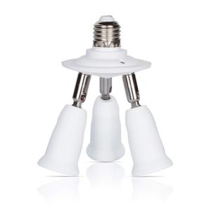Simba Lighting E26 Light Bulb Socket Adapter Splitter to 3 Heads White Finish with Fully Adjustable Angles for Wide Coverage, Indoor and Outdoor Use for Ceiling Light or Lamp, Medium Screw Base
