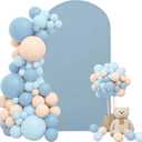7.2FT Wedding Arch Cover Stretchy Fitted Arch Cover Round Top Stand Covers Double-Side Chiara Cover Backdrop Cover for Wedding Birthday Party Ceremony Baby Shower Decoration(Dusty Blue)