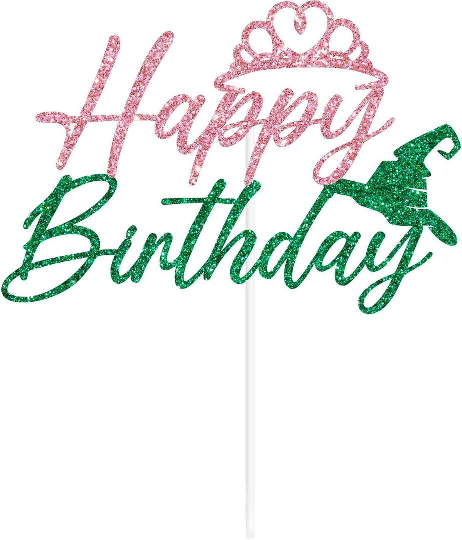 Happy Birthday Cake Topper, Have a W*cked Birthday, Pink Goes Good With Green, Princess Witches Birthdays Party Decorations