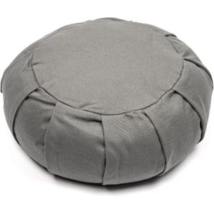 Myga Zafu Yoga Meditation Cushion with Washable Cover - Floor Cushion Pillow with Natural Buckwheat Filling - Soft Round Cotton Design for Meditating or Pranayama Exercises (Grey)