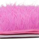 FQTANJU 2 Yards Soft & Natural Ostrich Feathers Fringe Trims Ribbon Used for Dress, Sewing, Craft Clothing, Lighting Decoration, Clothing DIY, etc. (Deep Pink)