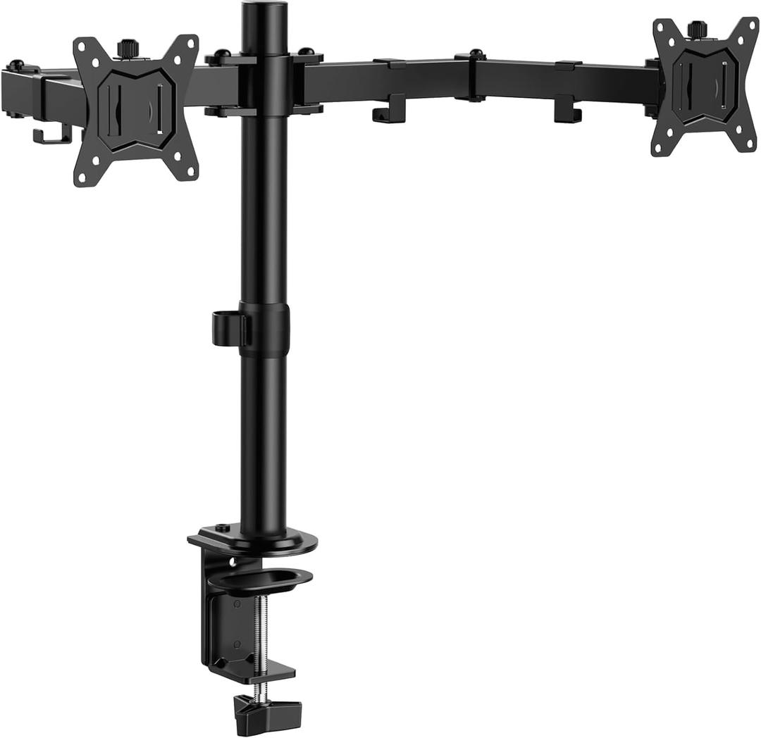 ErGear Dual Monitor Stand, Heavy Duty Adjustable Monitor Desk Mount for 2 Screens up to 32 Inches, Fully Adjustable Height, Tilt, Swivel, Rotate, Supports 17.6 lbs per Monitor Arm, Easy Installation (Black)