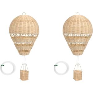 2pcs Rattan Hot Air Balloon Grace Decor Kid Room Decor Home Dcor Kids Room Decor Home Decor Ballon Wicker Hot Pendant Beige Woven Hanging Decor Decorative Hot Air Balloon