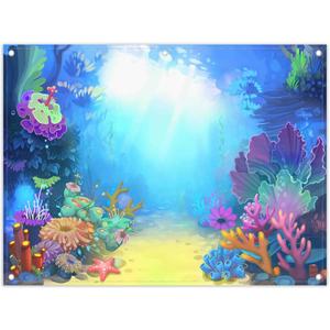 8x6ft Fabric Summer Under The Sea Photography Backdrop Little Mermaid Princess Girl Background Birthday Party Ocean Baby Shower Decorations Photo Banner Props