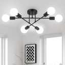 Ceiling Light Fixture, 6-Light Ceiling Light Chandelier, Modern Dinning Room Light Fixture, Sputnik Light Fixtures Ceiling Mount, Ceiling Light Fixtures Semi Flush Mount Light Fixture for Living Room (Black)