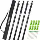 Telescoping Tarp Poles, Heavy Duty 7.67ft Aluminum Tent Poles for Tarp with Rubber Cap, Portable Set of 4 Adjustable Poles for Camping, Awning, Sun Shade, Free Carry Pouch