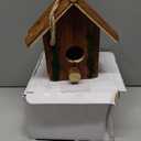 DoubleFill 1 Pcs Birdhouses for Outside Wooden Bird House with Moss Accent Hanging Design Birdhouse Natural Bark Finish Warm and Waterproof Rustic Bluebird House Cardinal Wren Hummingbird Garden