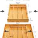 Expandable Bamboo Kitchen Drawer Organizer for Cutlery and Utensils, Adjustable Bamboo Wood Cutlery Tray in Drawer for Flatware and Silverware in Kitchen, (Natural)