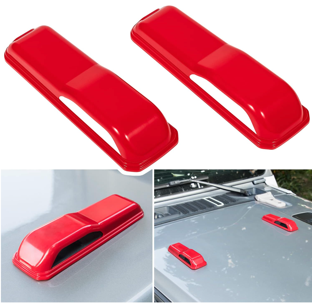 Engine Hood Hinge Cover Trim Exterior Accessories Decoration for 20182025 Jeep Wrangler JL JLU Sports Sahara Freedom Rubicon Unlimited Gladiator JT 2Door & 4Door (Red 2PCS)