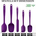 HOTEC 600 Heat Resistant BPA-Free Silicone Rubber Spatula Set for Baking, Cooking, and Mixing Non Stick Dishwasher Safe, Purple Set of 5