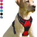 BARKBAY No Pull Dog Harness Front Clip Heavy Duty Reflective Easy Control Handle for Large Dog Walking(Red,L) (Large(Chest:27-32"))