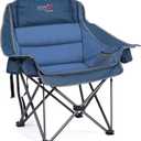 Oversized Camping Chair, Portable Folding Padded Camp Chairs with Side Pocket, Cup Holder, Heavy Duty Support 500LBS Outdoor Lounge Chair for Adults, Fishing, Sports, Trip, Navy Blue