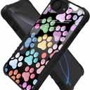 Compatible with iPhone 16e Case Anti Slip Shockproof Hard PC Back Soft TPU Prevention Protective Case, Unique Design Fashion Print for Men Women - Colorful Dog Paw