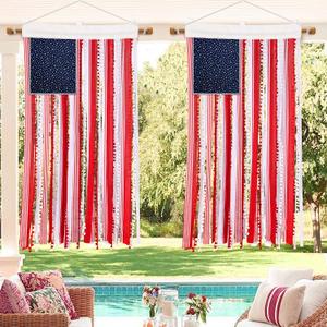 Deloky 2 Pcs 4th of July Rag American Flag Banner, 4 x 2.3 Ft Vintage Patriotic USA Flag Banner, Independence Day Retro American Flags Bunting for Outdoor Garden Yard Home Party Decoration