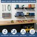 Garage Wall Shelving 2-Pack, 24"x12" Wall Mounted Shelves, Black | Heavy Duty, Metal Garage Shelving Wall Mounted, for Garage & Workshop Storage, Total 200 lbs Load Capacity