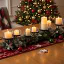 Mumufy 7 Pillar Candle Holder for Table Centerpiece, Votive Hurricane Candle Holder, 7 Tealight Holders with Metal Tray for Anniversaries Wedding Dining Table Decorations(Black)