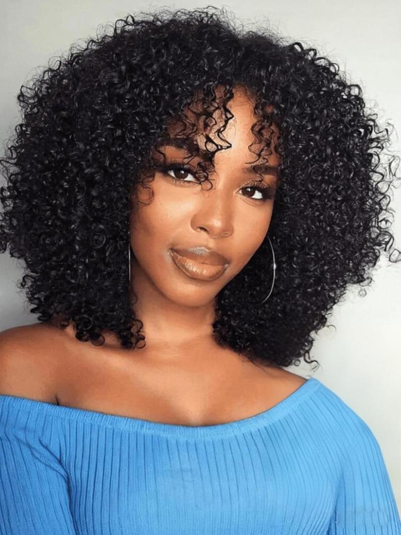 UNICE Afro Kinky Curly Human Hair Wig with Layered Burmese Curly 180% Density Glueless 7x5 HD Lace Closure Bob Wigs Pre Plucked Bleached Knots Ready to Go Beginner Friendly 16 inch