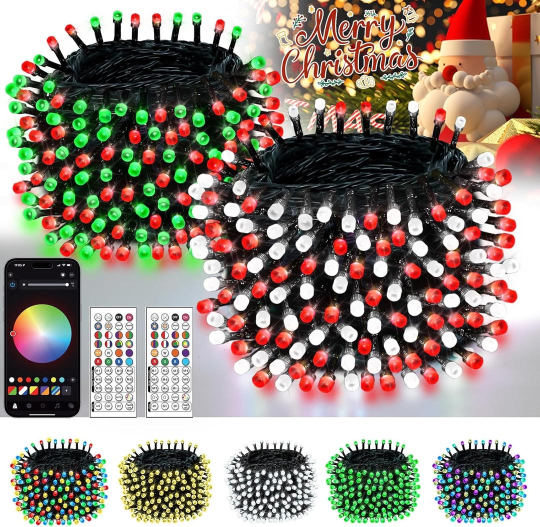 Smart Color Changing Christmas String Lights, 2Pack 164FT 400LED App Control RGB LED String Lights with Remote & Timer, Waterproof Twinkle Christmas Tree Lights Indoor Outdoor Holiday Xmas Tree Decor