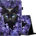 Case for All-New Amazon Fire HD 10 and Fire HD 10 Plus Tablet (Only Compatible with 11th Generation 2021 Release)-Multi-Angle View Adjustable Stand Auto Wake/Slee, Black Cat Art