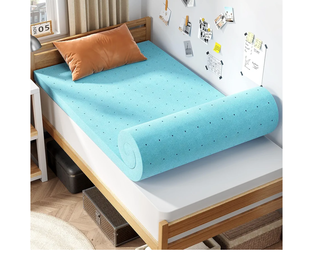 BedsPick Twin XL Mattress Topper, Collage Dorm Size, Gel-Infused Memory Foam, CertiPUR-US Certified, 2 Inch Style, Breathable Bed Toppers for Collage Students and Six-Footers