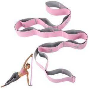 Stretching Strap with 11 Loops Yoga Stretch Strap for Physical Therapy Pilate Ballet Dance Non Slip Exercise Leg Stretch Band for Hamstring Leg Stretching Flexibility (Pink)