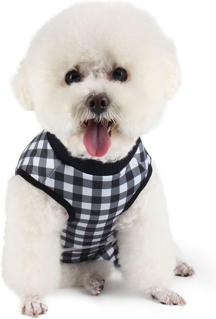 Etdane Dog Recovery Suit for Female Male Dog Onesie for Surgery Dog Surgical Suit After Spayed Dog Neuter Body Suits Fit Medium Dog with Pee Hole Black Plaid/Medium
