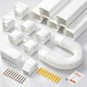 3" 10Ft Mini Split Line Set Cover with Flexible Duct, Instruction Lineset Cover Kit for Mini Split, Decorative PVC Kit for Minisplit, Air Conditioner, Central AC, HVAC and Heat Pumps, White