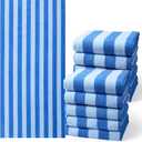 EBOOT 10 Pack Oversized Beach Towel Set Extra Large Pool Towels Microfiber Quick Dry Swim Blanket for Adult Women Men Face Hand Body Bath Travel Pool(Blue,28 x 59 Inch,Stripe)
