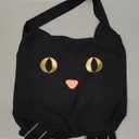 Juvale Cat Reusable Trick or Treat Bag - 11.25 x 15.5 in Black Zippered Canvas Tote - Toddler Trick or Treat Bag with Gold Foil Eyes