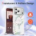 XIQI Compatible with iPhone 17 Pro Max Case 6.9" for Women Girls Cute Translucent Magnetic Phone Case with Floral Pattern [Never Fade Flower Design][Compatible with Mag-Safe],Rose/Camellia