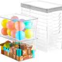 6 Pack Clear Storage Bins with Lids, 7 Quart Stackable Storage Boxes for Storage and Organization, Plastic Storage Containers with Lids, Plastic Bins with Handles for Office, Bedroom, Study Room