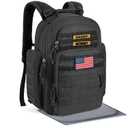 SHARKMOUTH Dad Diaper Bag Military - Large Baby Diaper Backpack with Changing Pad for Travel Camping Trips Park - Newborn Baby Shower Gifts Black