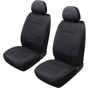 GIANT PANDA Front Car Seat Cover for Jeep, Leather Bucket Seat Covers Custom Fit Jeep Grand Cherokee Wrangler Compass Gladiator Wagoneer Renegade Liberty Patriot (Black)