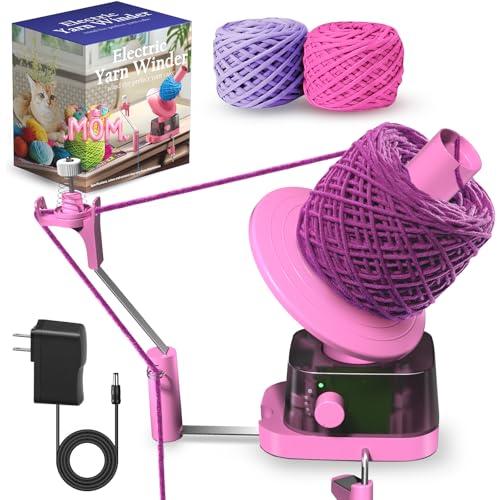 Yarn Winder, Electric Yarn Ball Winder for Crocheting, Efficiently Cake with Strong Tension Adjustable Speed Up to 13 oz, Automatic Spinner Wool for Knitting Enthusiast (Pink)
