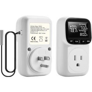 Diymore 1800W Digital Temperature Controller Plug in Thermostat Outlet Digital RV Thermostat Heating Cooling Mode Timer 15A /120V -104~210 for Greenhouse Incubator Homebrew Pool Thermometer