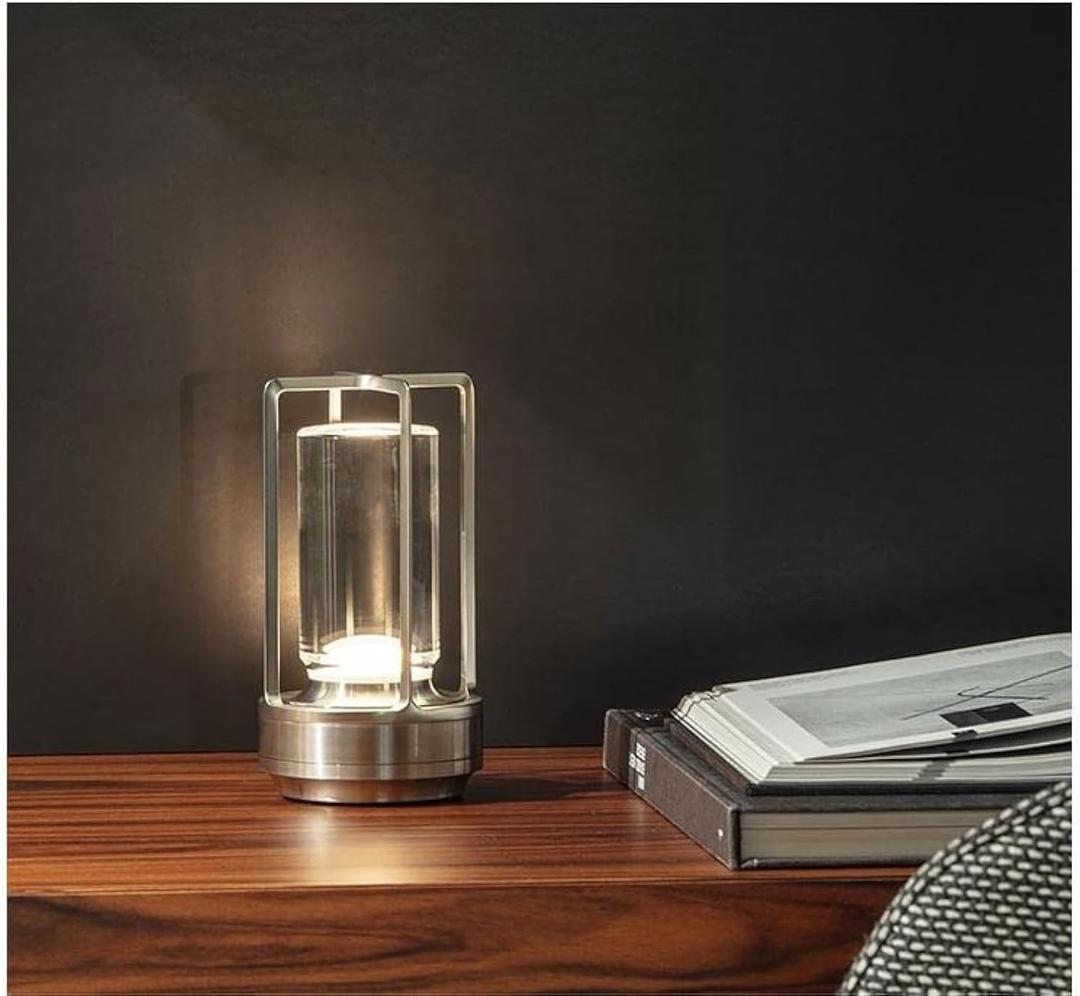 Portable Metal Table Lamp for Indoor/Outdoor ,Rechargeable Cordless LED Lamp, 3-Colour Infinitely Dimming Battery Powered Small Desk Lamp, Restaurant/Bedroom/Bar/Coffee Shop/Camping Light (Silver) Portable Metal Table Lamp for Indoor/Outdoor ,Rechargeable Cordless LED Lamp, 3-Colour Infinitely Dimming Battery Powered Small Desk Lamp, Restaurant/Bedroom/Bar/Coffee Shop/Camping Light (Silver)