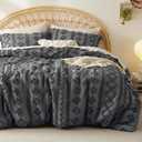 Bedsure Tufted Boho Comforter Set California King Size - Dark Grey Boho Bed Set, GentleSoft 3 Pieces Farmhouse Shabby Chic Embroidery Bedding, Gifts for Woman, Soft Jacquard Comforter for All Seasons