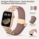 6 x Braided Stretchy Bands with Magnetic Clasp for Apple Watch Band 40mm 38mm 41mm 42mm 44mm 45mm 46mm 49mm, Bling Crown Designer Soft Nylon Sport Solo Loop for iWatch Series 10 9 8 7 6 5 4 3 Ultra 2 1 SE (Pink sand)