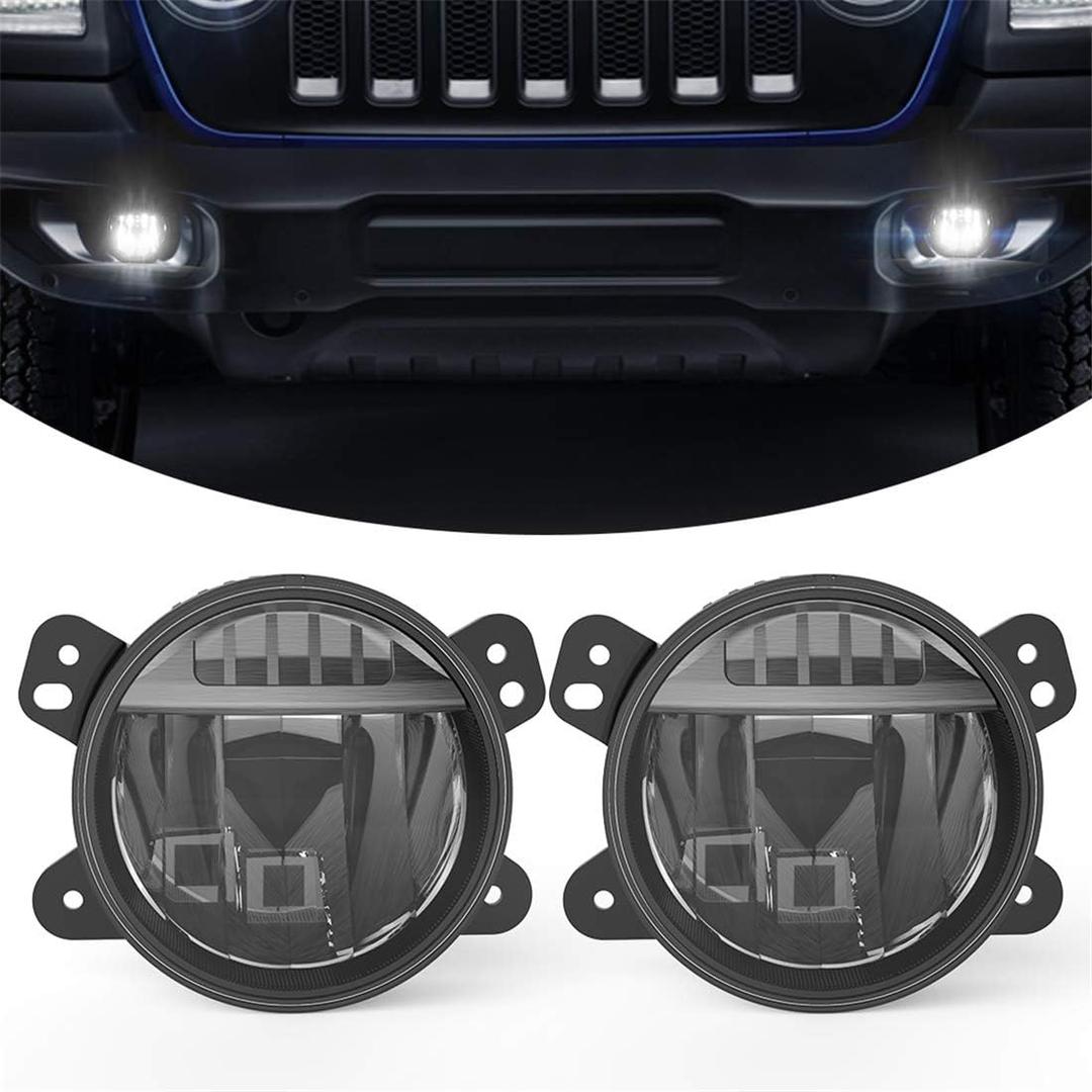 Kiwi Master OEM Style LED Fog Lights for Jeep Gladiator 2018-2026 Jeep Wrangler JL (Not fits JL Sport Bumper), OEM Replacement 82215163, Waterproof Bumper Lamps Assembly Kit, Pair