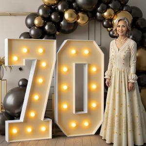 imprsv 4FT Light Up Numbers, Marquee Numbers 70th Birthday Decorations for Women Men, Large Light Up 70 for Birthday Women Foam Board Anniversary Party Decorations Arch Kit (DIY)