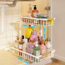 REALINN Under Sink Organizer, Height Adjustable Under Sink Organizers and Storage, 2 Tier Pull Out Drawer Cabinet Storage for Kitchen Bathroom, 1 Pack, White