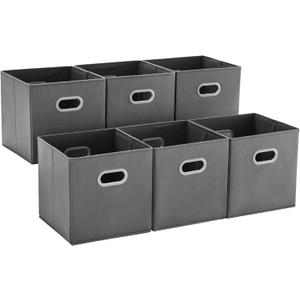 MAX Houser Fabric Storage Bins Cubes Baskets Containers with Dual Plastic Handles for Home Closet Bedroom Drawers Organizers (Cattail Gray) (11 ashy)