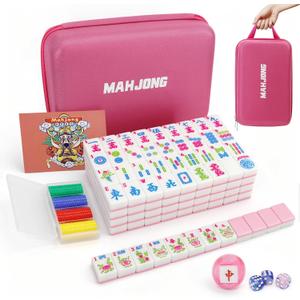 Jolitac American Mahjong Game Set, 166 Premium Tiles, Mahjong Tile Set with Sturdy Carrying Bag, Include Chips & Dice Portable Travel Complete Mahjong Set for Adults & Beginners