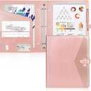 Toplive Padfolio 3 Ring Binder Organizer for Women, Business Portfolio for Women A4 Letter Size PU Leather Folder for Interview Conference Presentation, Rose Gold