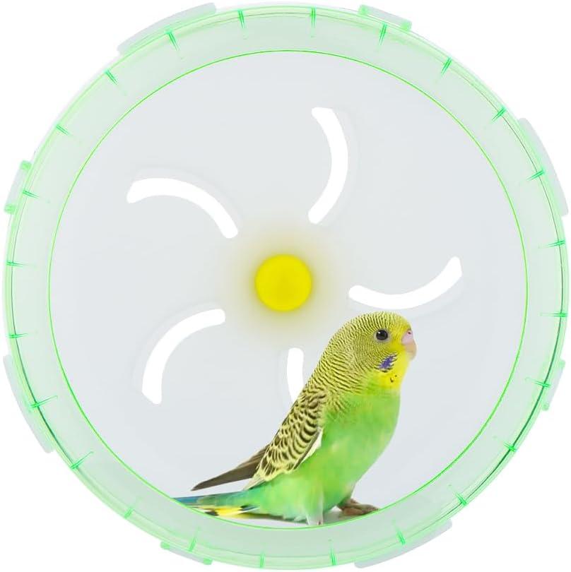 Bird Silent Wheel Toy Parrot Exercise Wheel Parrot Intelligence Toy Quiet Spinner Running Wheel for Bird Parrot Small Animal (Green)